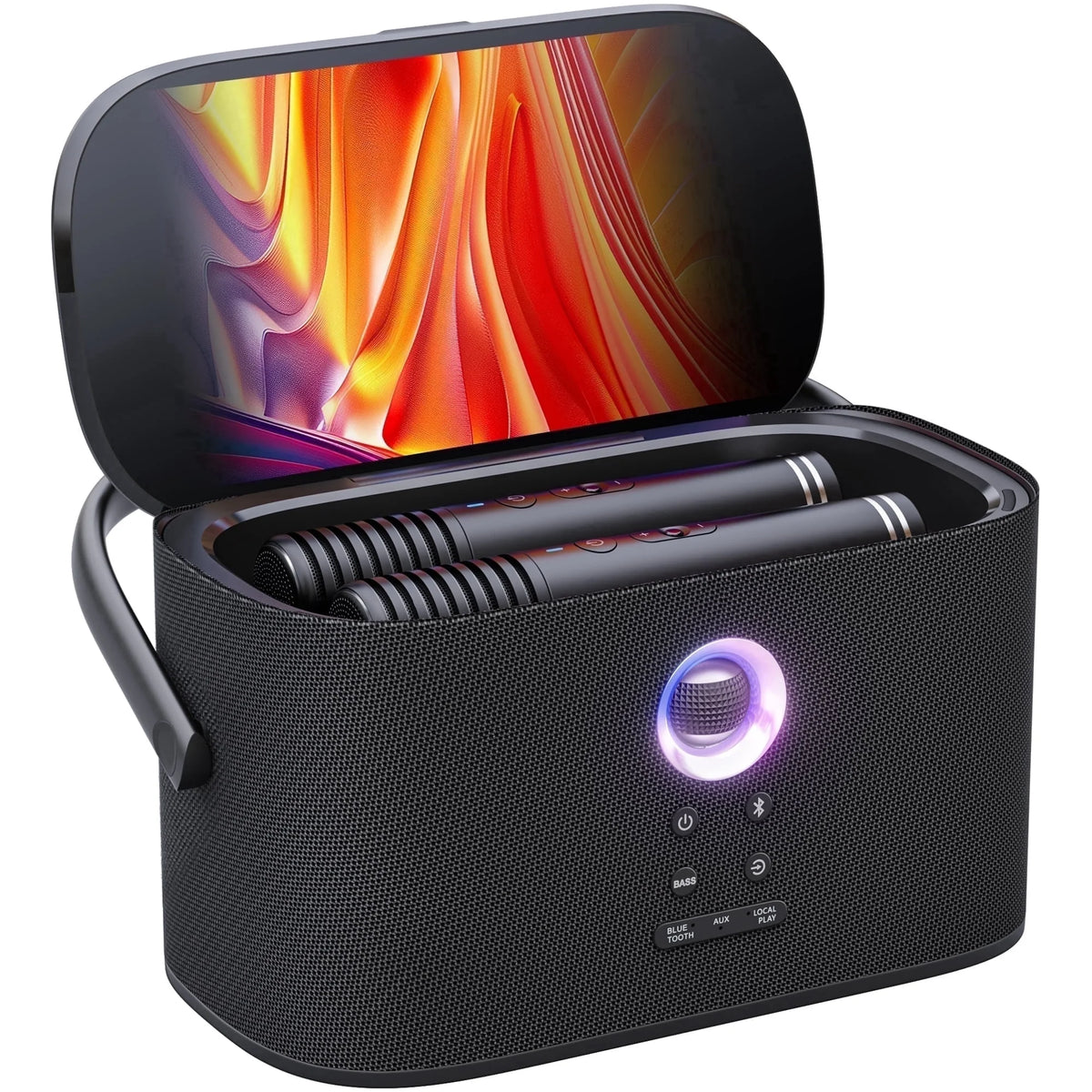 Ikarao Karaoke Machine with Lyrics Display Screen for Adults，Professional Karaoke System with 2 Wireless Mics for TV Home Outdoor Party