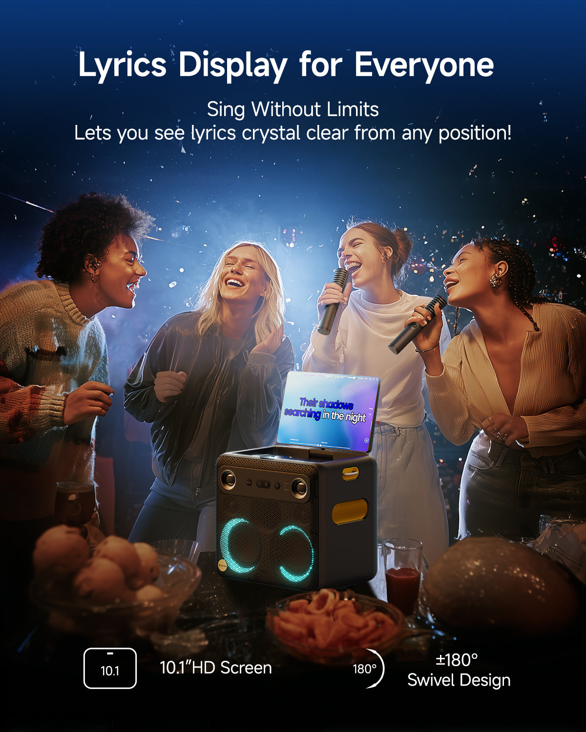 Machine de Karaoké Intelligente Ikarao pour Adultes avec Affichage des Paroles sur Écran, 2 Micros sans Fil, Enceinte Bluetooth Portable pour Fêtes Musicales